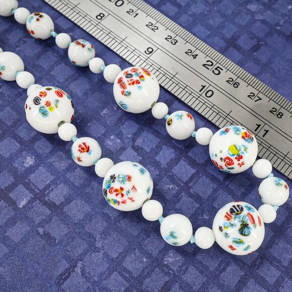 Vintage Statement Japanese Tombo Bead Necklace Up To 13 MM Restrung Handknotted - Picture 5 of 9